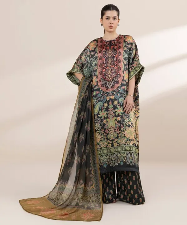 Online Sapphire 3 Piece - Embellished Silk Suit