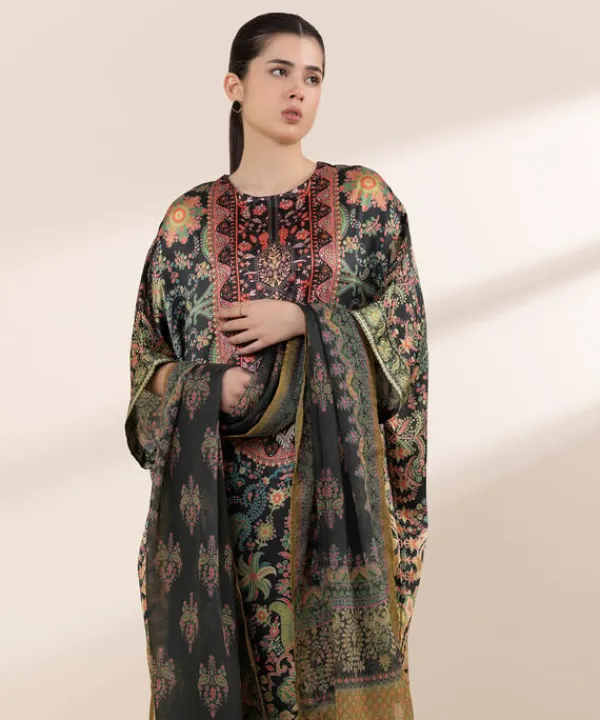 Online Sapphire 3 Piece - Embellished Silk Suit