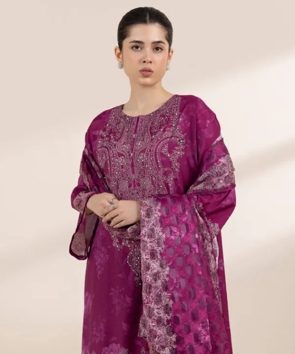 Clearance Sapphire 3 Piece - Embellished Silk Suit