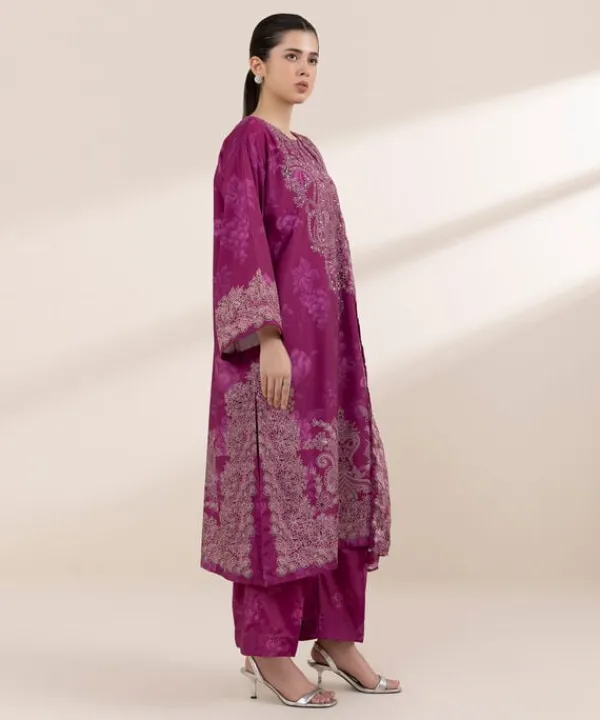 Clearance Sapphire 3 Piece - Embellished Silk Suit