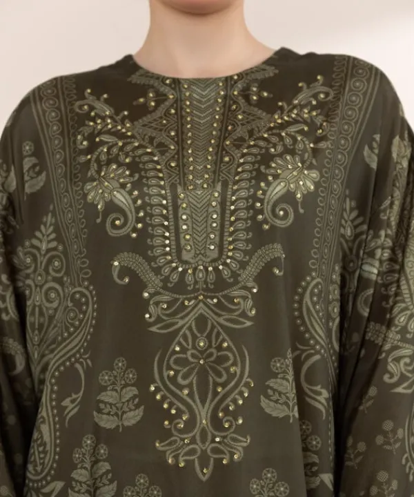 Outlet Sapphire 3 Piece - Embellished Silk Suit