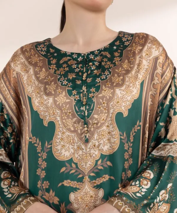 Outlet Sapphire 3 Piece - Embellished Silk Suit
