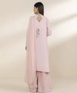 Clearance Sapphire 3 Piece - Embroidered Chambray Suit Light PinkDupatta