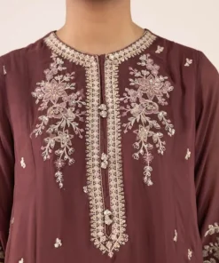 New Sapphire 3 Piece - Embroidered Chiffon Suit Brown
