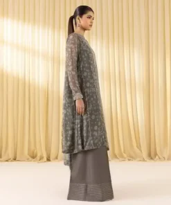 Best Sapphire 3 Piece - Embroidered Chiffon Suit GreyDupatta