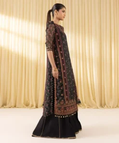 Best Sapphire 3 Piece - Embroidered Chiffon Suit BlackDupatta