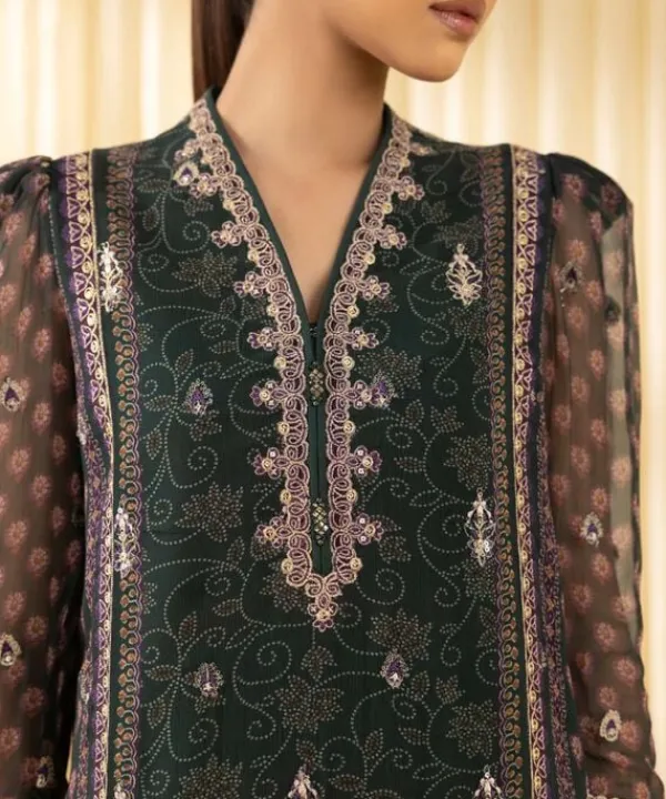Online Sapphire 3 Piece - Embroidered Chiffon Suit GreenDupatta