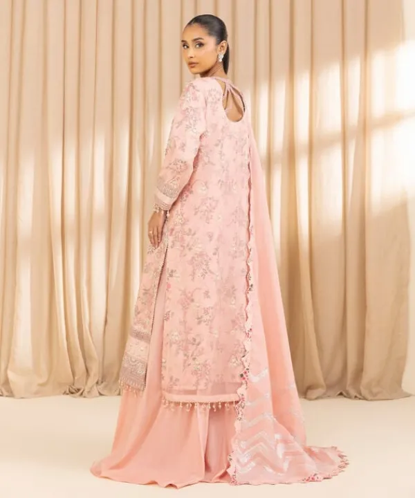 Fashion Sapphire 3 Piece - Embroidered Chiffon Suit Tea PinkDupatta