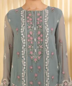 Sale Sapphire 3 Piece - Embroidered Chiffon Suit GreyDupatta