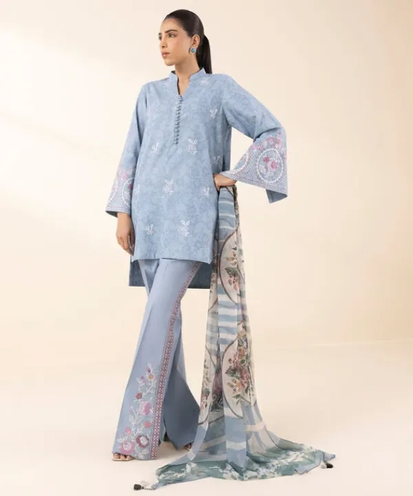 Discount Sapphire 3 Piece - Embroidered Cotton Jacquard Suit