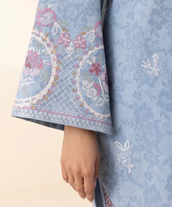 Discount Sapphire 3 Piece - Embroidered Cotton Jacquard Suit
