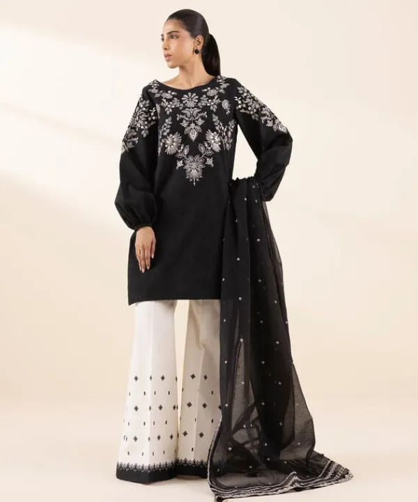 Fashion Sapphire 3 Piece - Embroidered Cotton Jacquard Suit