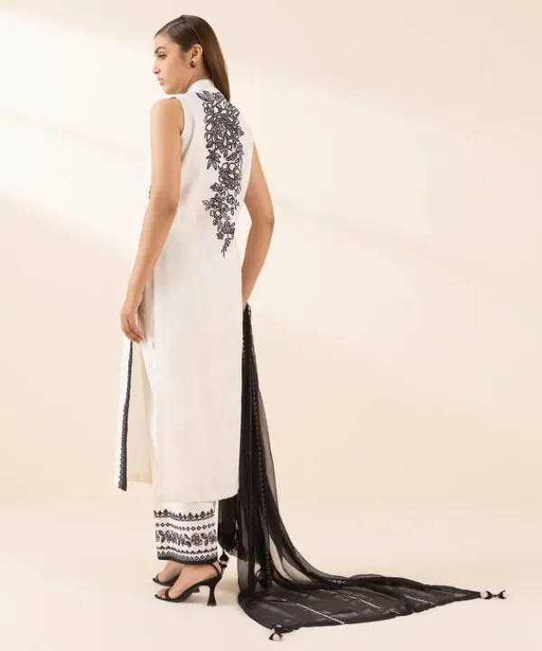 New Sapphire 3 Piece - Embroidered Cotton Jacquard Suit