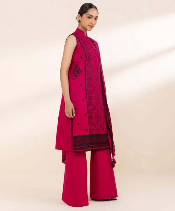 Best Sapphire 3 Piece - Embroidered Cotton Jacquard Suit