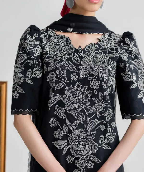 Sale Sapphire 3 Piece - Embroidered Cotton Jacquard Suit
