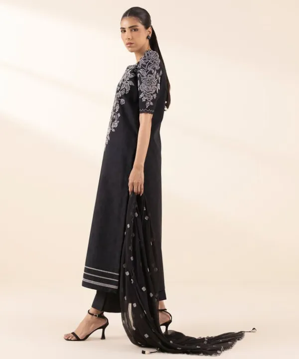 Sale Sapphire 3 Piece - Embroidered Cotton Jacquard Suit