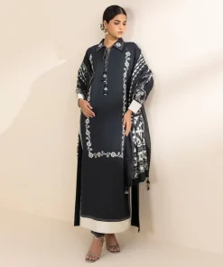 Hot Sapphire 3 Piece - Embroidered Cotton Suit