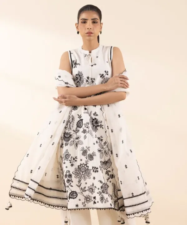 Best Sapphire 3 Piece - Embroidered Cotton Jacquard Suit
