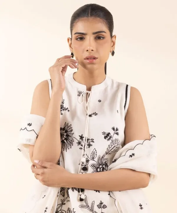 Best Sapphire 3 Piece - Embroidered Cotton Jacquard Suit