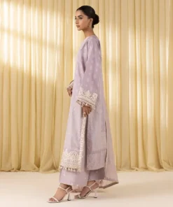 New Sapphire 3 Piece - Embroidered Cotton Satin Suit LilacDupatta