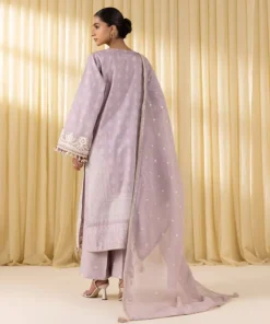 New Sapphire 3 Piece - Embroidered Cotton Satin Suit LilacDupatta