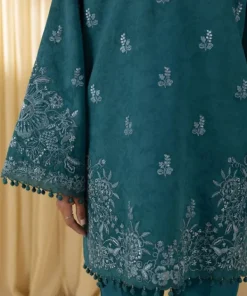 Online Sapphire 3 Piece - Embroidered Cotton Jacquard Suit Teal GreenDupatta