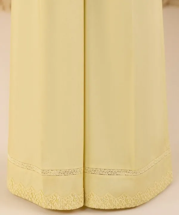 Clearance Sapphire 3 Piece - Embroidered Cotton Satin Suit Light YellowDupatta