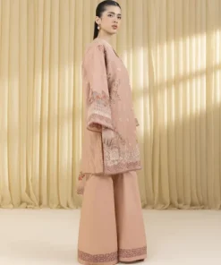 New Sapphire 3 Piece - Embroidered Cotton Jacquard Suit PeachDupatta