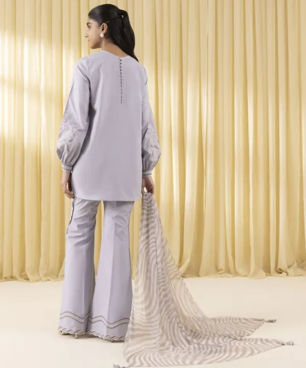 Online Sapphire 3 Piece - Embroidered Cotton Jacquard Suit Sky BlueDupatta