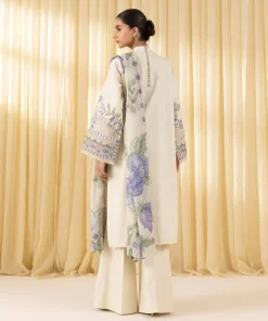 Best Sapphire 3 Piece - Embroidered Cotton Jacquard Suit Off WhiteDupatta