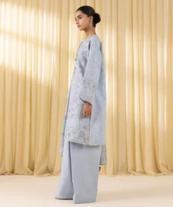 New Sapphire 3 Piece - Embroidered Cotton Jacquard Suit Ice BlueDupatta