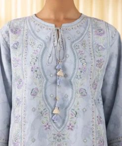 New Sapphire 3 Piece - Embroidered Cotton Jacquard Suit Ice BlueDupatta
