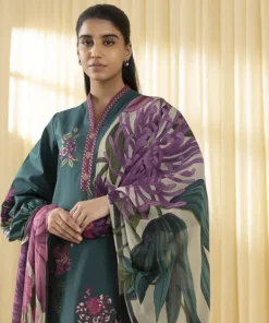 Clearance Sapphire 3 Piece - Embroidered Crosshatch Suit Teal GreenDupatta