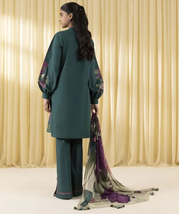 Clearance Sapphire 3 Piece - Embroidered Crosshatch Suit Teal GreenDupatta