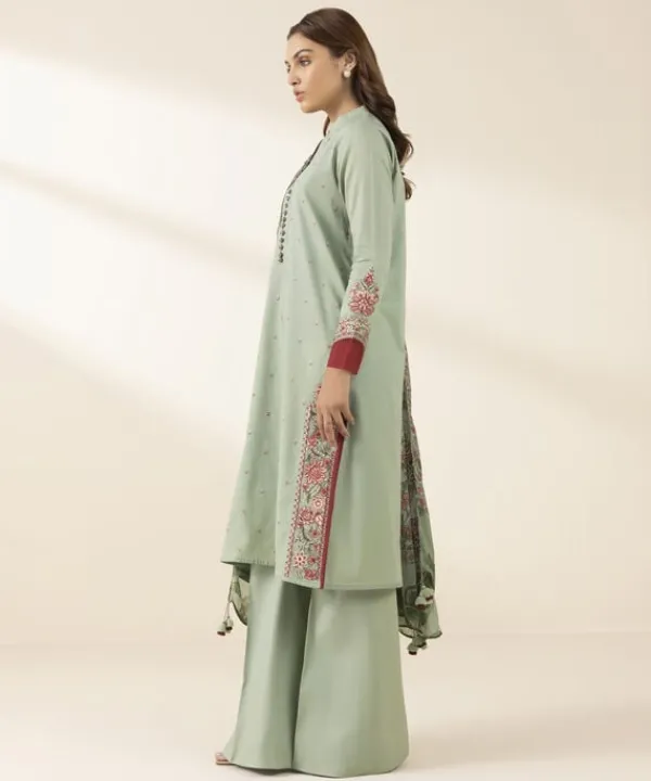 Outlet Sapphire 2 Piece - Embroidered Crosshatch Suit Sea GreenDupatta