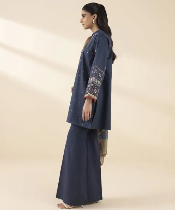 Sale Sapphire 2 Piece - Embroidered Crosshatch Suit Navy BlueDupatta