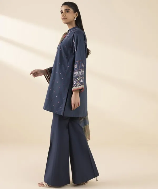 Sale Sapphire 2 Piece - Embroidered Crosshatch Suit Navy BlueDupatta