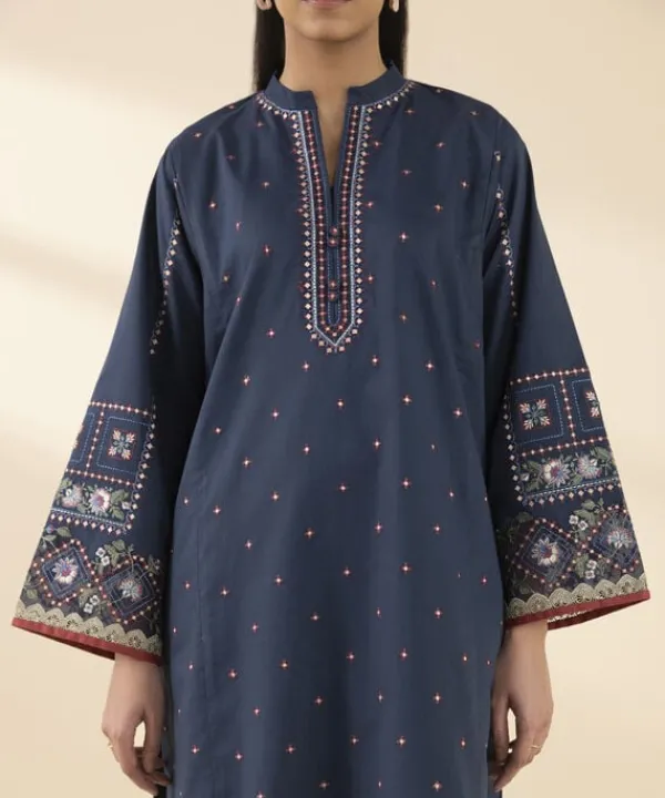 Sale Sapphire 2 Piece - Embroidered Crosshatch Suit Navy BlueDupatta
