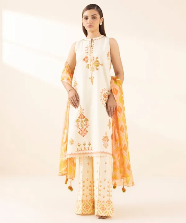 Clearance Sapphire 3 Piece - Embroidered Dobby Suit