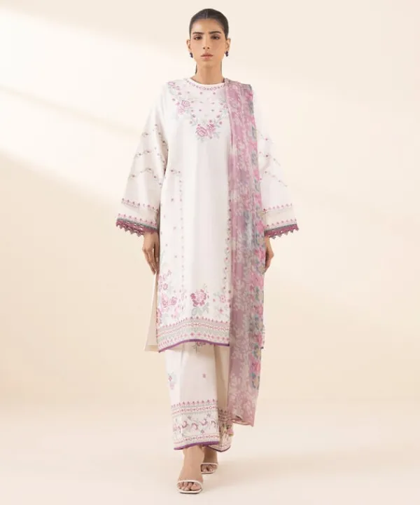 Clearance Sapphire 3 Piece - Embroidered Dobby Suit