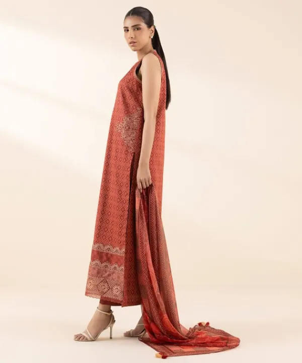 Hot Sapphire 3 Piece - Embroidered Dobby Suit