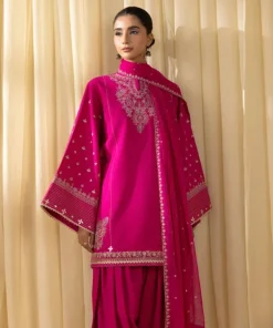 Outlet Sapphire 3 Piece - Embroidered Dobby Suit Hot PinkDupatta