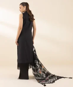 Online Sapphire 3 Piece - Embroidered Dobby Suit BlackDupatta