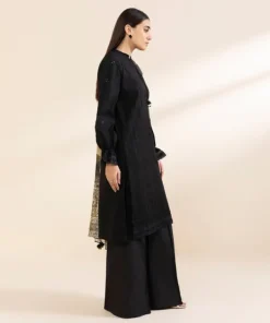 Clearance Sapphire 3 Piece - Embroidered Dobby Suit BlackDupatta