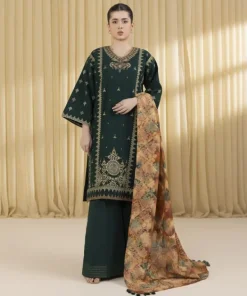 Sale Sapphire 3 Piece - Embroidered Dobby Suit GreenDupatta