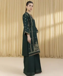 Sale Sapphire 3 Piece - Embroidered Dobby Suit GreenDupatta