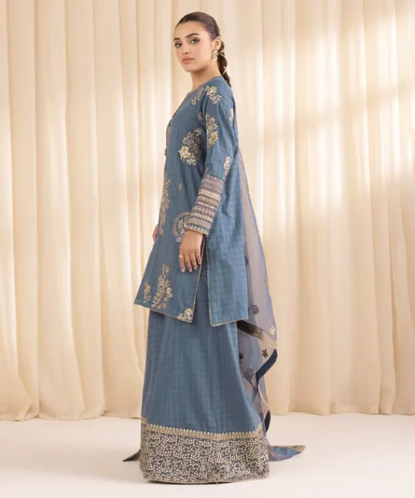 Discount Sapphire 3 Piece - Embroidered Dobby Suit Blue