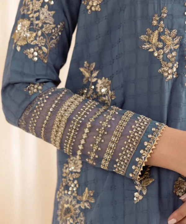 Discount Sapphire 3 Piece - Embroidered Dobby Suit Blue
