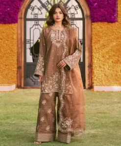 Clearance Sapphire 3 Piece - Embroidered Dobby Suit Brown
