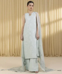 Discount Sapphire 3 Piece - Embroidered Jacquard Suit AquaDupatta